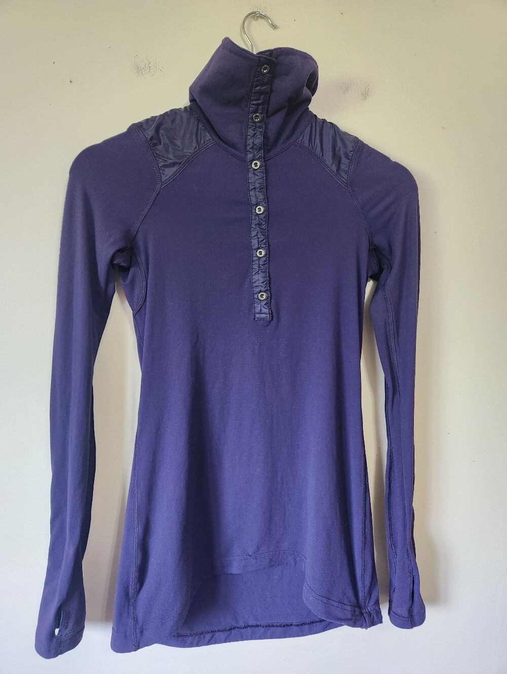 Lululemon Vintage Purple Rulu Ruched Half Button Running Pullover Top Sz 4 S